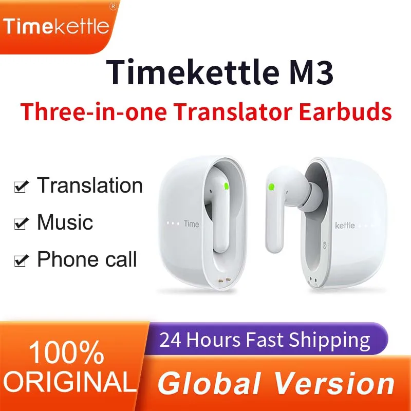 TimeKettle M3 Language Simultaneous Translator Headset Business Interpretation Earphone Travel Voice Translation Earbuds