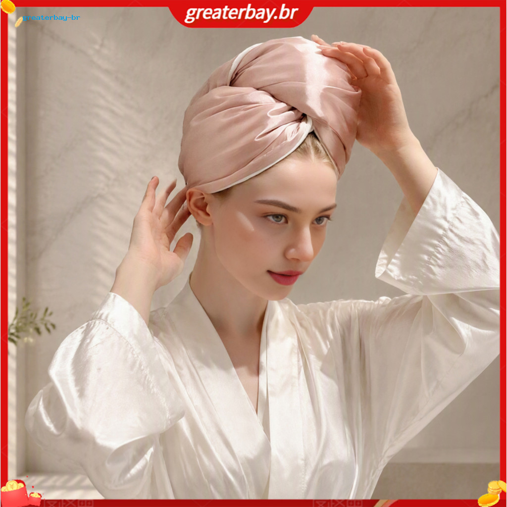 Satin Microfiber Hair Towel Wrap – Absorbent Dual-sided Fast Drying Turban for Shower Spa Sleeping Suitable for Types