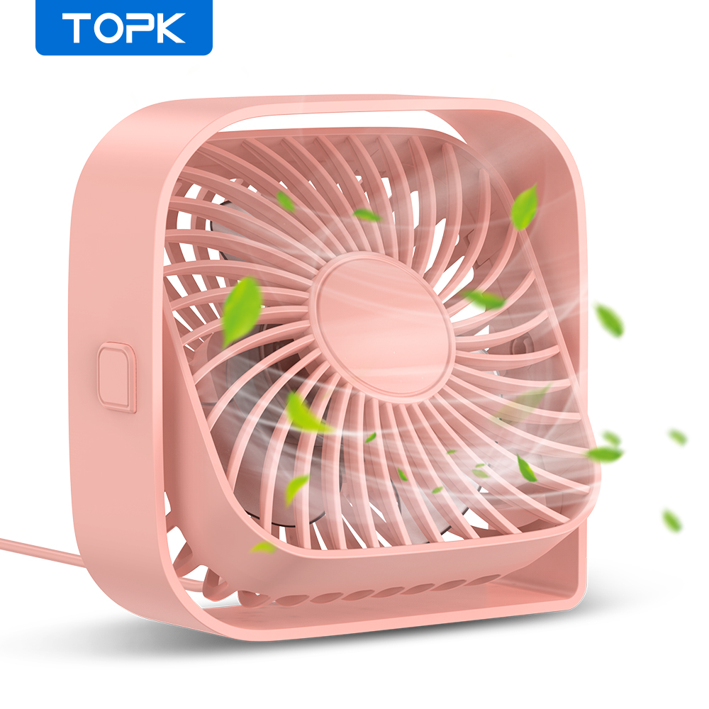 Ventilador de Mesa USB Portátil TOPK, Motor sem Escova de Alta Qualidade, Silencioso, Alto Fluxo de Ar, Mini e Estiloso