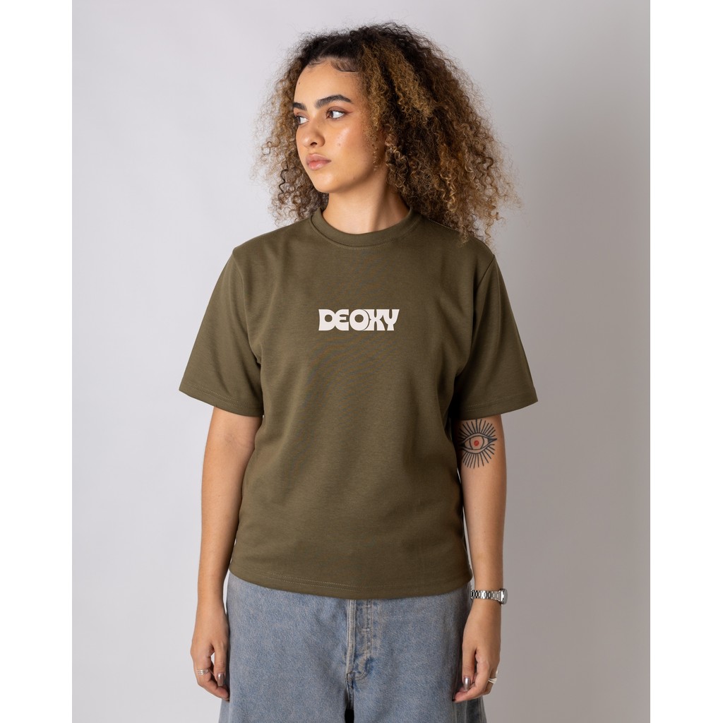 Camiseta Boxy Verde Premium Box Log Branco