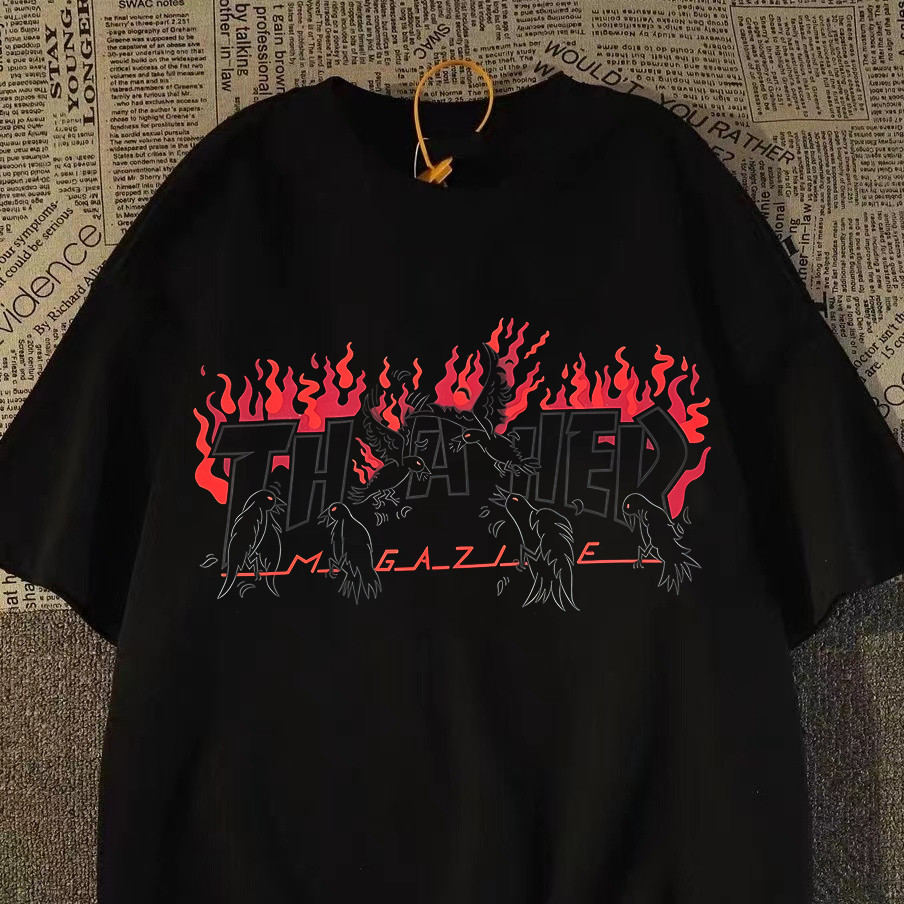 Camiseta Básica Masculina Skate and Destroy Streetwear Thrasher Crows Street T-shirt Unissex Algodão
