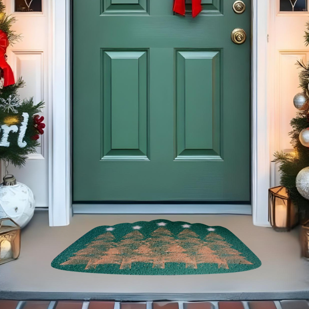 Tapete Capacho Divertido Natal Luz Verde  3d 60x40 Nt064