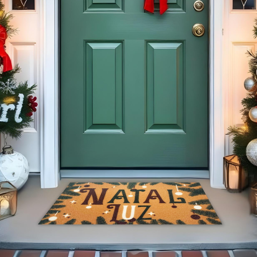 Tapete De Porta Divertido Natal Luz 60X40 Nt021
