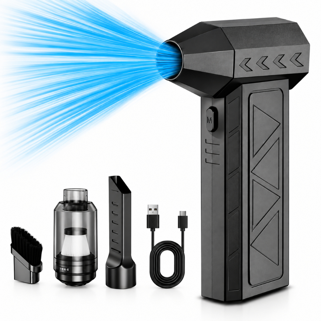 Soplador de Aire Comprimido - 3 Velocidades Ajustables, 150000 RPM, con Luz LED, Recargable e Inalámbrico para Limpieza