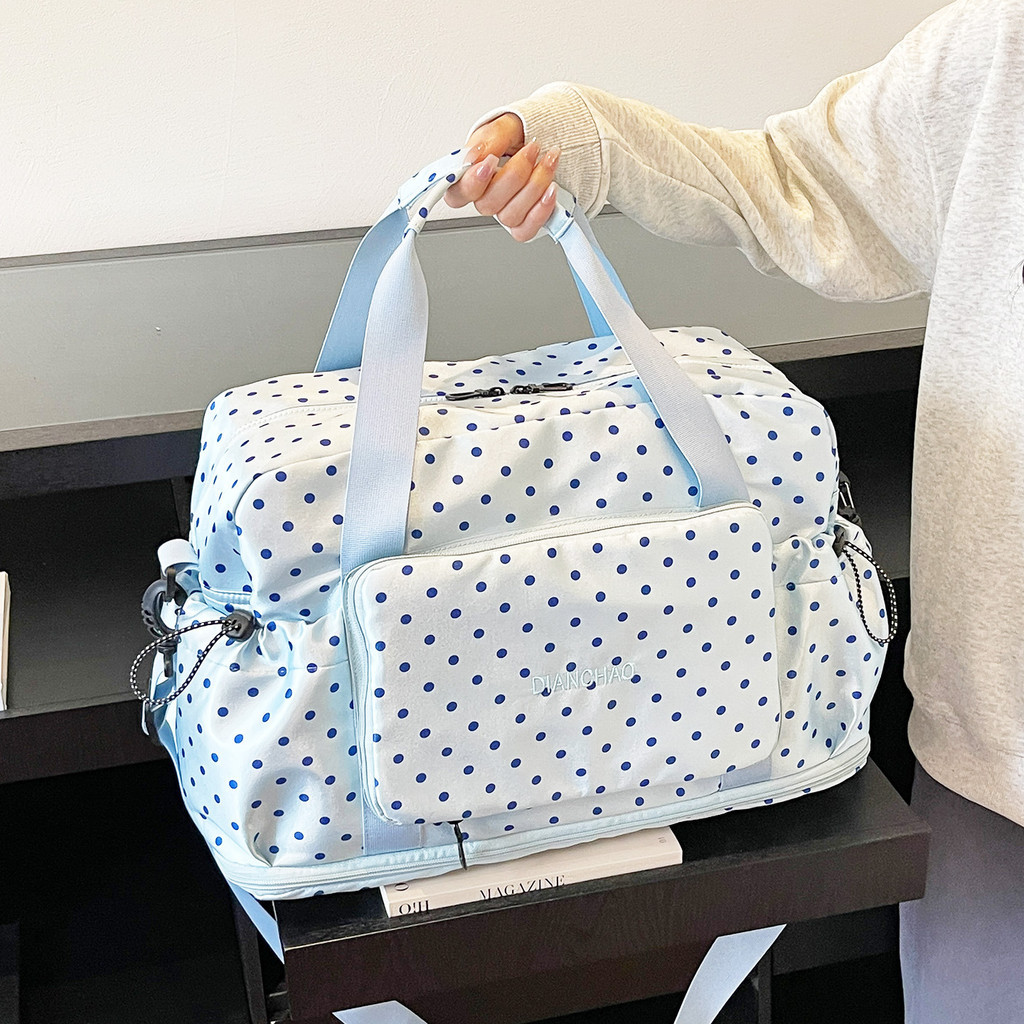 Armazenamento de viagem dobrável de grande capacidade Bolsa Coreano Polka Dot Yoga Academia Bolsa