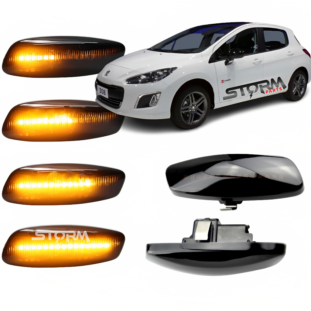 Par Pisca seta Sequencial para Peugeot 308 luz lampada led retrovisor lateral fume e transparente