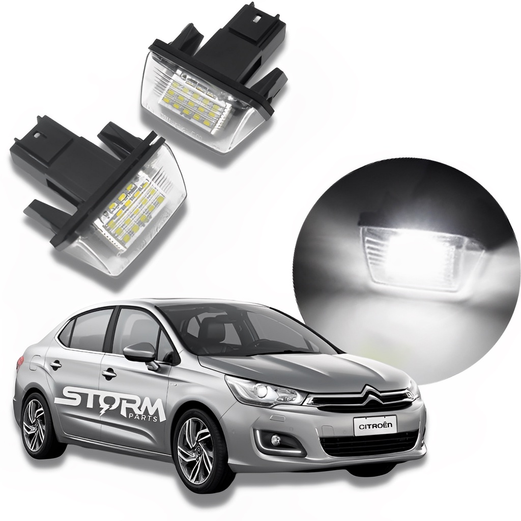 Par luz de placa led Citroen C4 Lounge Sedan ano 2013 a 2024 iluminação lâmpada