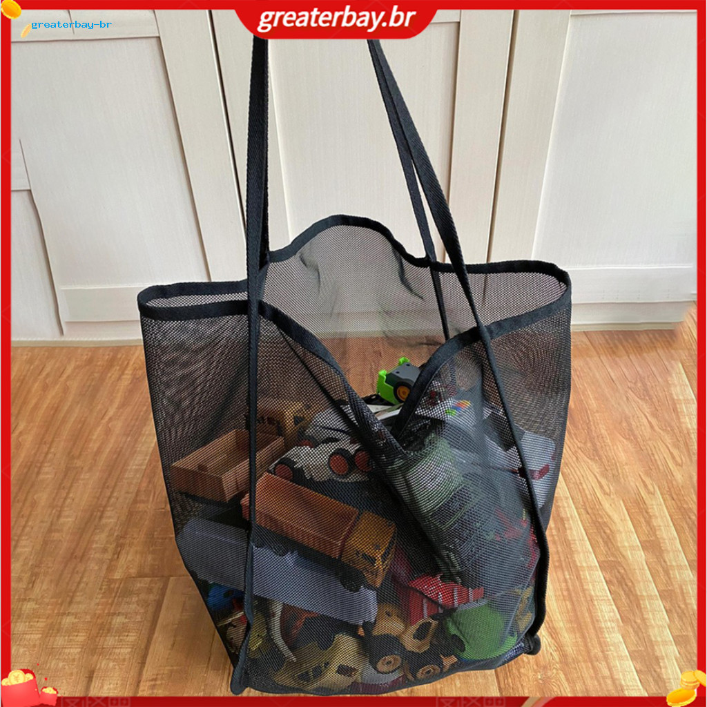 Capacity Mesh Tote Bag – Breathable Transparent Foldable Storage Organizer for Beach Gym Swim Shopping Travel Compact