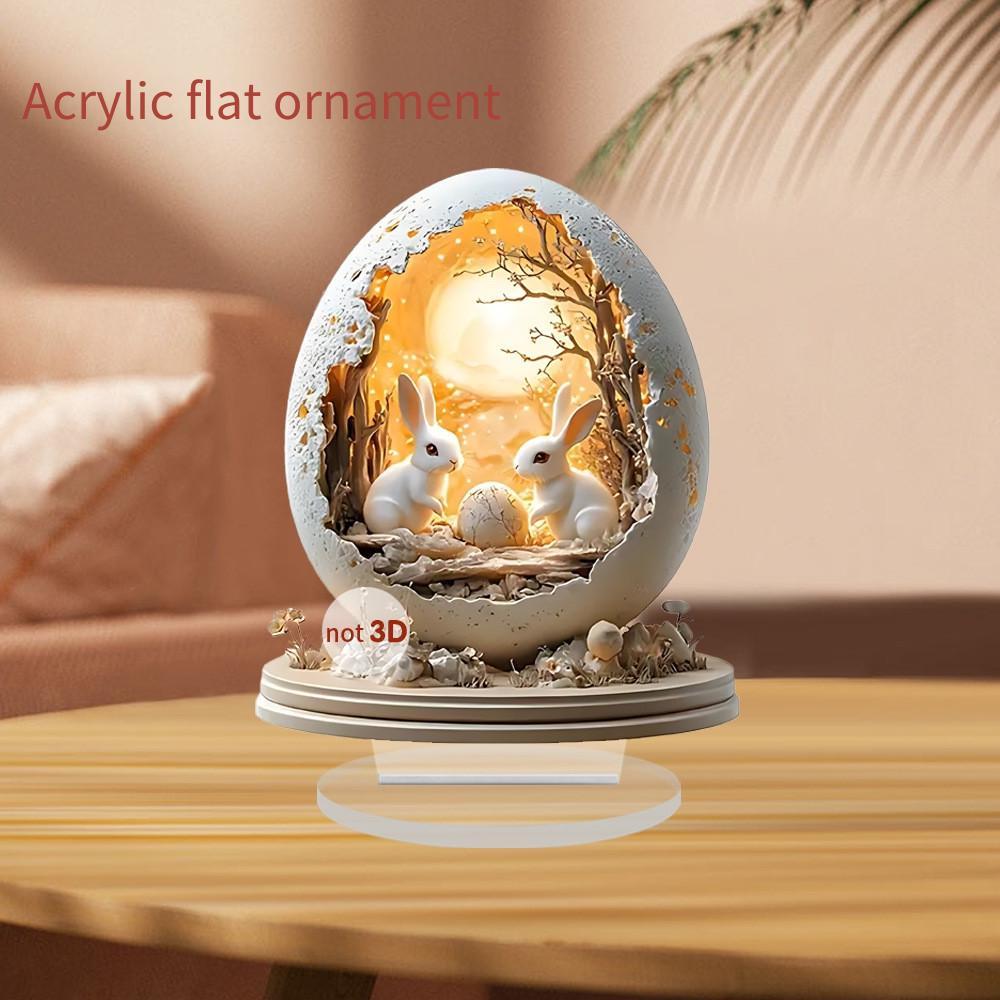 Cross-Border novo estilo páscoa coelho ovo casa 2D plana acrílico quarto luz de mesa ornamentos de luxo