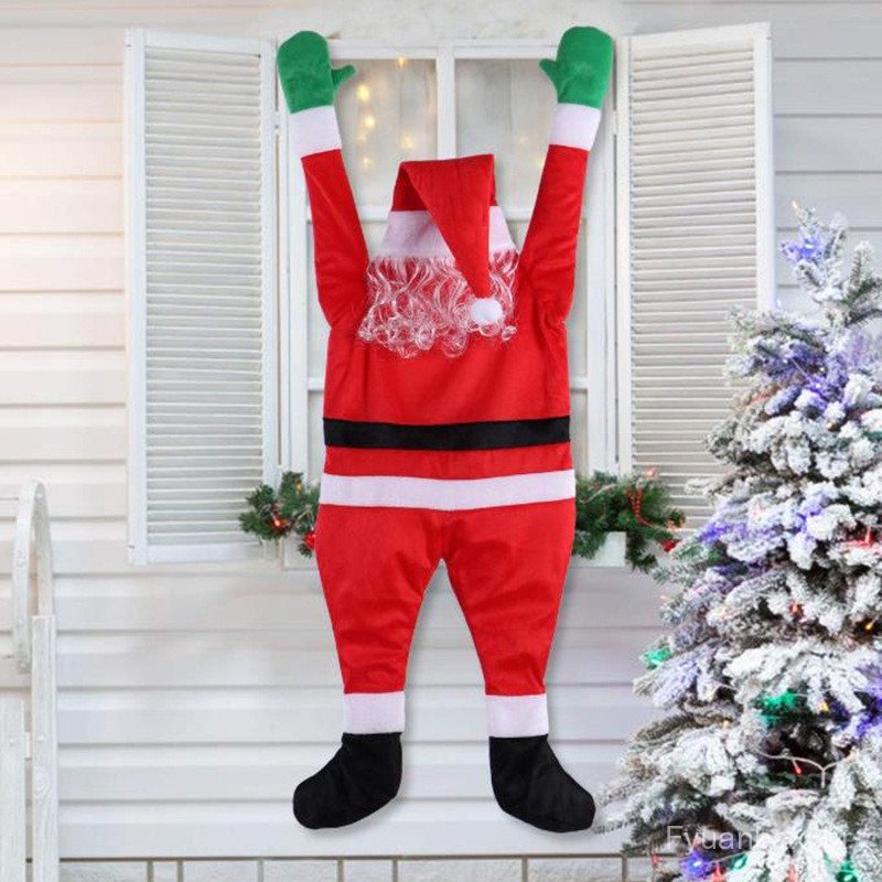 2024 Cross-Border novo estilo flanela de natal papai noel parede escalada decoração roupas ornamentos presentes decoraçõ
