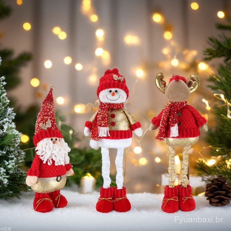 Chuangkeda Cross-Border novo estilo presentes de natal 50CM pernas retráteis boneca de natal decoração de janela decoraç