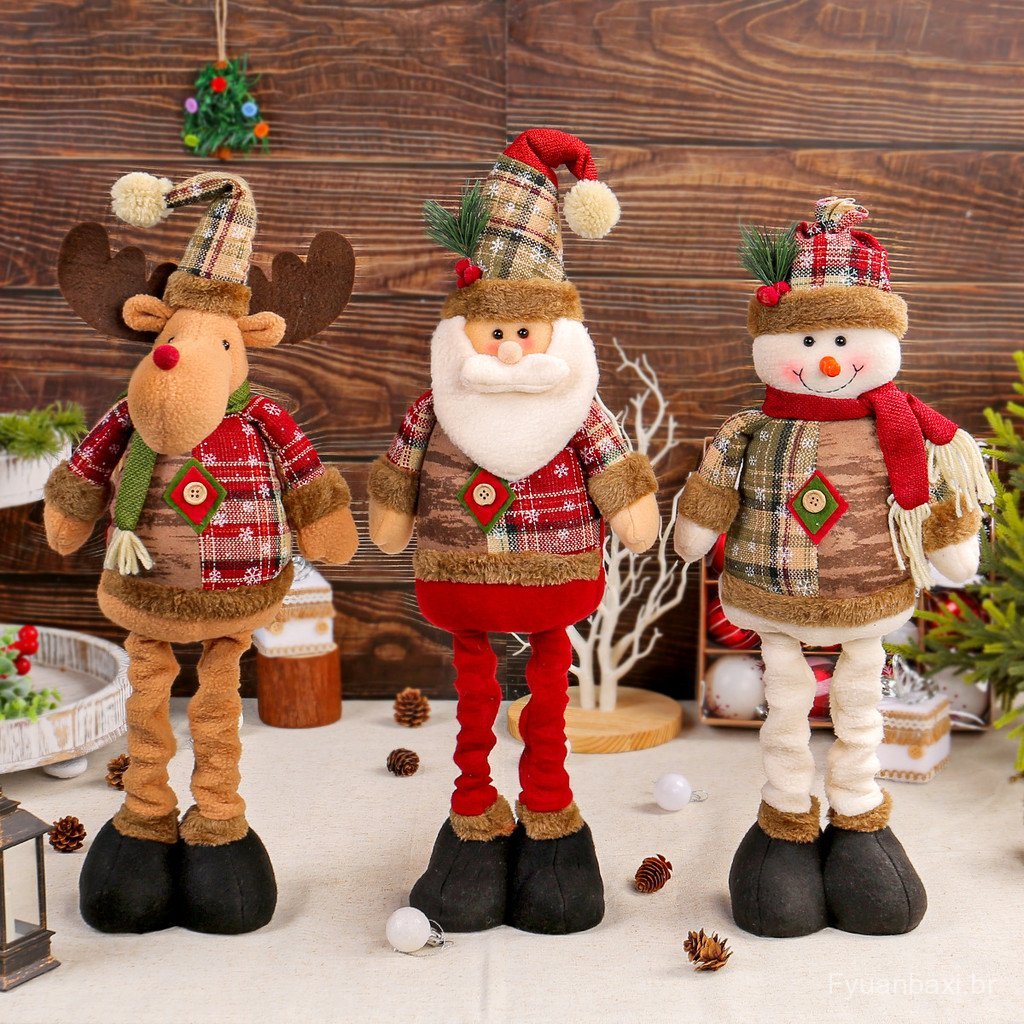 Jingchen Cross-Border natal retrátil boneca janela decoração Santa boneco de neve em pé boneca decorações do feriado.