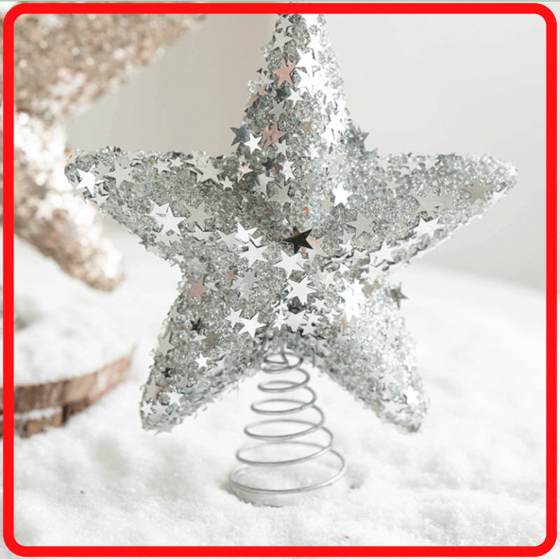 Cross border Nova Árvore De Natal Topo Estrela Champanhe Prata Rosa Espuma Cinco Pontas Decoração