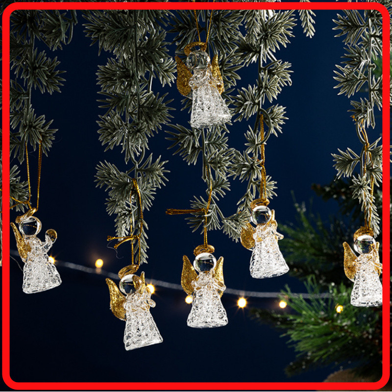 Cross border Decorações De Natal Cristal Vidro Anjo Menina Árvore Pingente Arranjo Bola Transparente