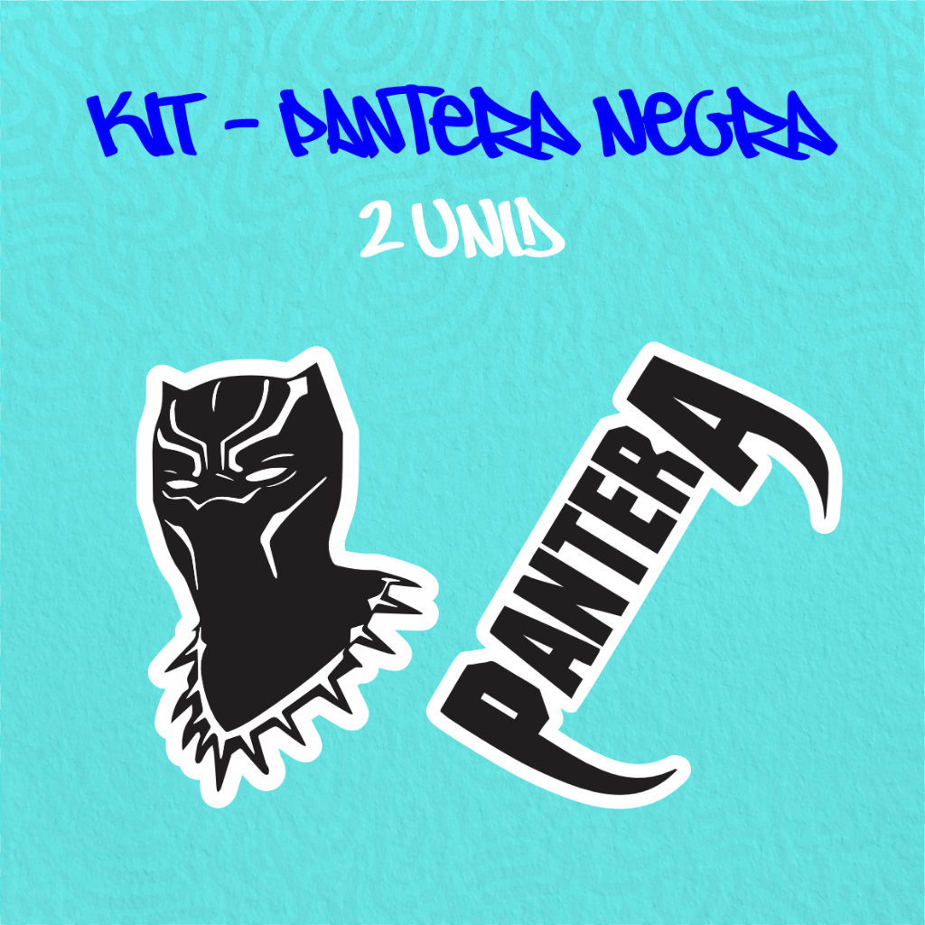 Kit - Adesivo Vinil - PANTERA NEGRA - WAKANDA 2 -10 cm moto, bicicleta, skate, notebook, espelho, sticker