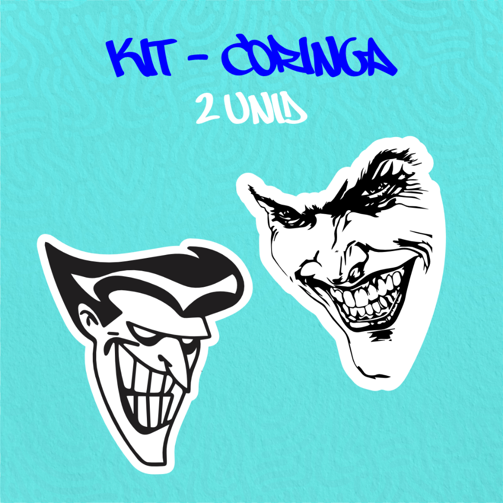 Kit - Adesivo Vinil - CORINGA 6 -10 cm moto, bicicleta, skate, notebook, espelho, sticker