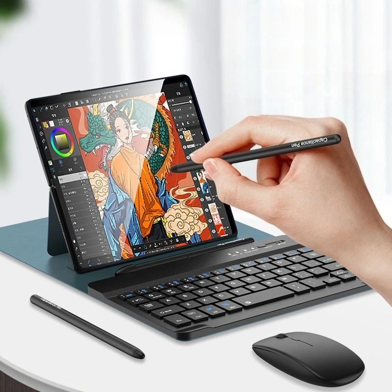 Suitable for Samsung Z Fold 8 7 6 5 4 Bluetooth Keyboard Ultra-thin Bracket Plain Leather Case Fold8  Wireless Mouse Touch Pen