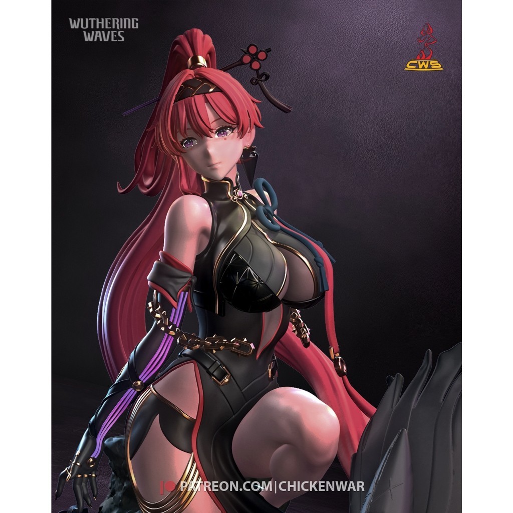 Yinlin Wuthering Waves Action Figure Miniatura Colecionável Estatua Escultura Artesanal Boneco 3D