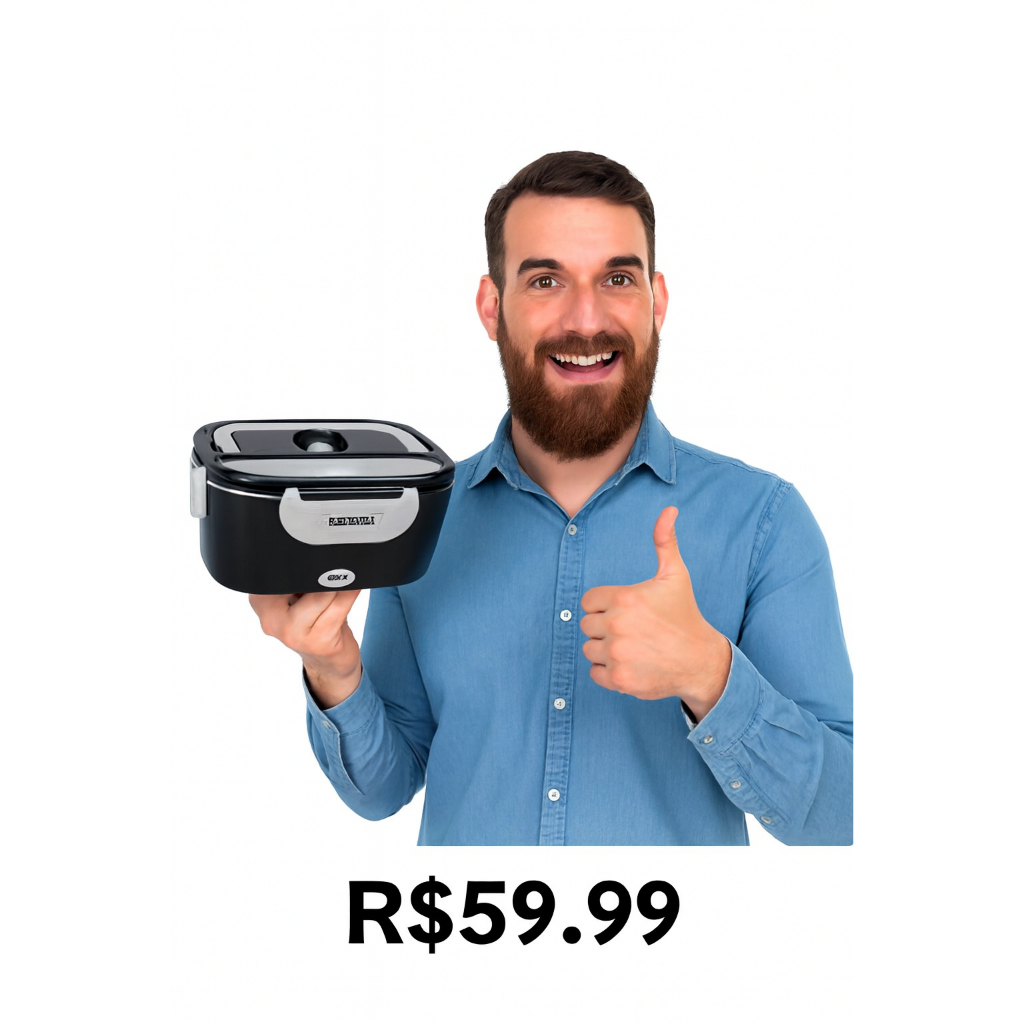 Marmita Eletrica Bivolt 1.5L 40W 12v 24v 110v 220v Ubirer Taxi Trabalho