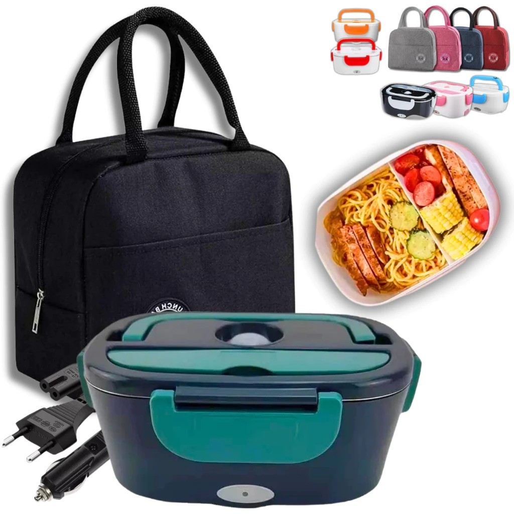 Kit Bolsa Termica C/ Marmita Eletrica Bivolt 1.5L 40W 12v 24v 110v 220vUber Taxi Trabalho
