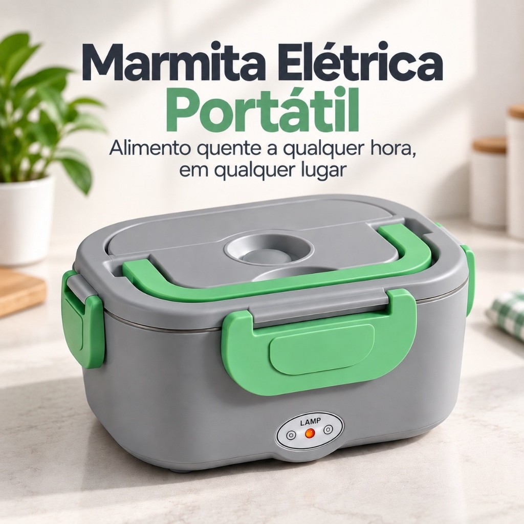 Marmita Elétrica 1,5L 40W Aquece Sem Água 110V/220V Bivolt 12V 24V Carro Trabalho