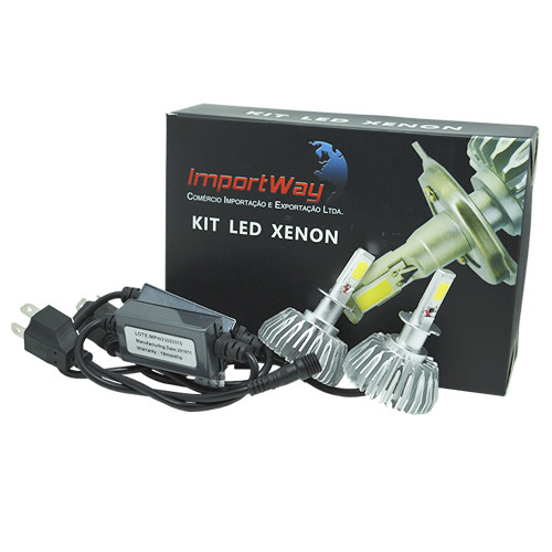 Kit Par Lâmpada Super Led Automotiva H3 6000 Lumens 12V 24V 40W 6000K Importway