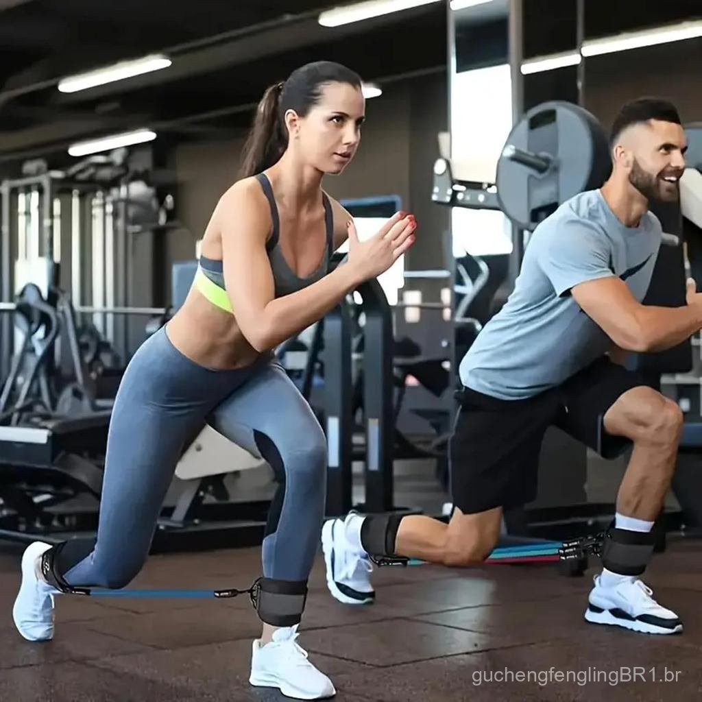 Conjunto de 5 faixas de resistência universais para tornozelo com alças ajustáveis, adequado para yoga e fitness: esport