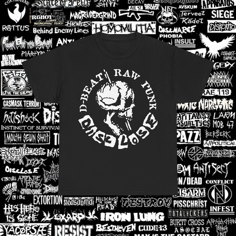 Music.Soul Camiseta Unissex Punk D - beat Crust Estampa Anti Cimex Disrupt Disfear Discharge Antisect Totalitar Framt...