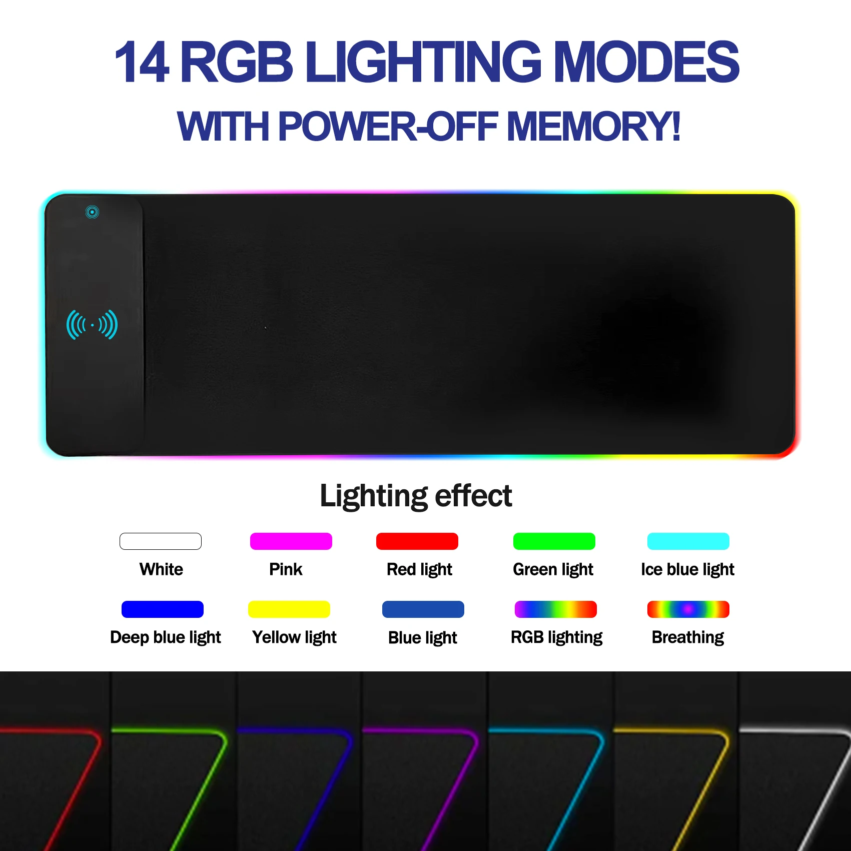 Wireless Charging Mouse Pad, RGB Gaming Mouse Pad with Light Modes, Magnetic Charging, Waterproof, 15w Fast Charging Keyboard