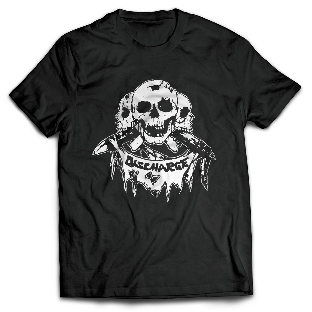 Camiseta Discharge - Skulls - Camisa Banda Crust Punk