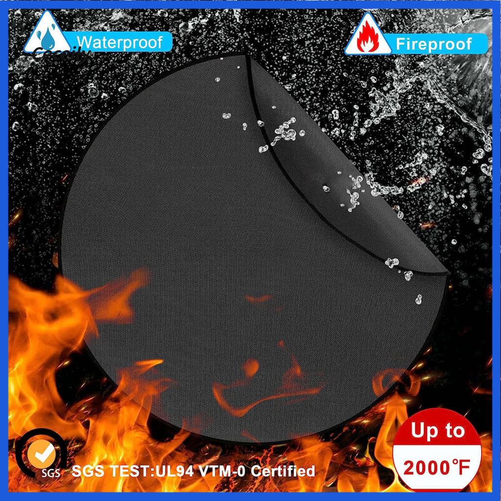 Fireproof Mat Oil-proof Outdoor Camping Grill – Round Water-resistant Reusable Fire-pit Bbq Pad for Wood Burning Porta