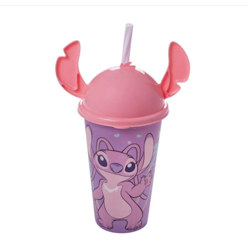 COPO C/ TAMPA LUDICA 500 ML STITCH ROSA