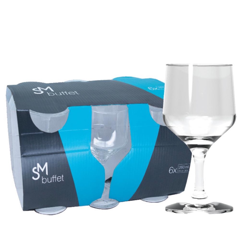 SM BUFFET TACA VINHO 260 ML - JG C/ 06 PCS