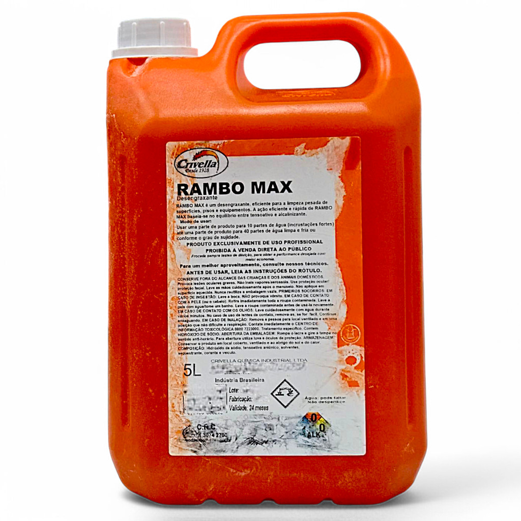 Rambo Max 5l Remove Cera, Graxa, Óleos, Gorduras Pisos Equipamentos Limpeza Pesada Desengraxante
