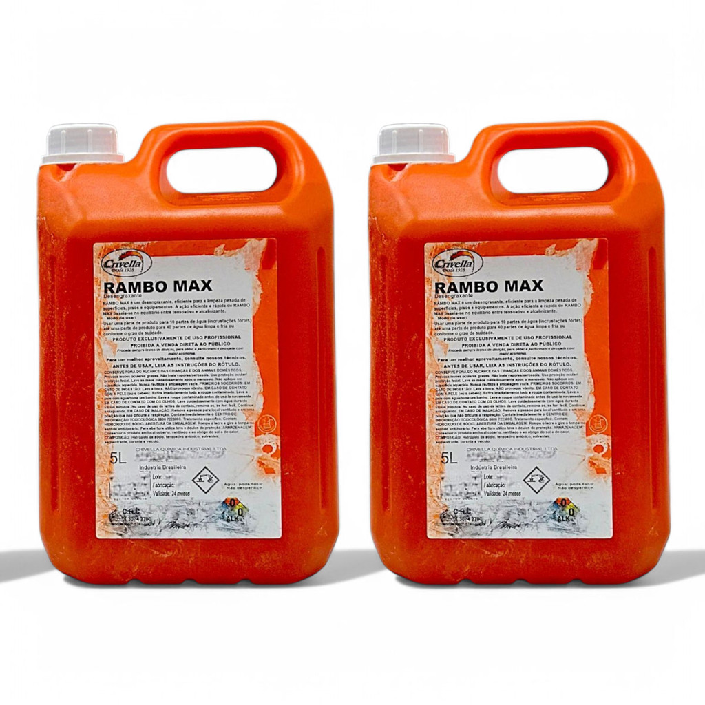 Kit 2x Rambo Max 5l Remove Cera,graxa,gorduras Pisos e Equipamentos Desengraxante