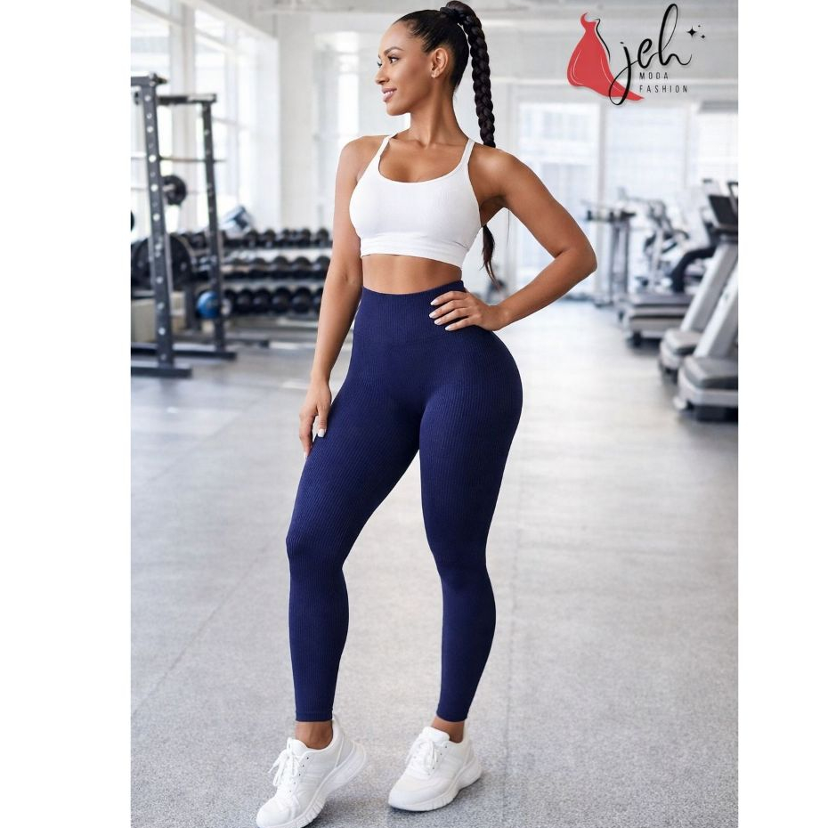 Calça Leg Feminina Canelada Premium Sem Transparência Cintura Alta Leggings Yoga Treino Trainings