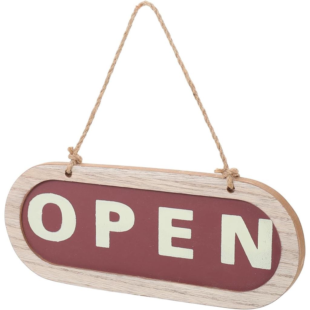 Rustic Wooden Door Sign 9.24X7.8 Inch Double-Sided Open Closed Hanging Plaque for Store Cafe Business Display Durable Ho
