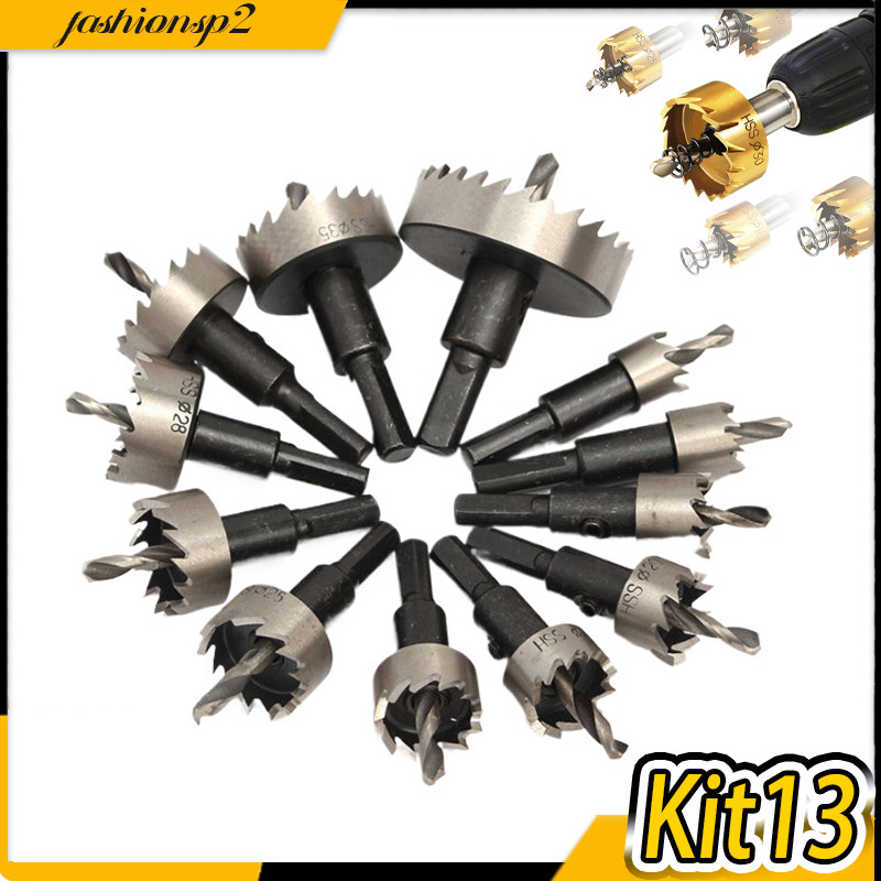 Kit 13 Brocas Serra Copo Aço Ferro Alumínio Etc 16 - 53mm High Speed Steel (HSS) Alta Qualidade