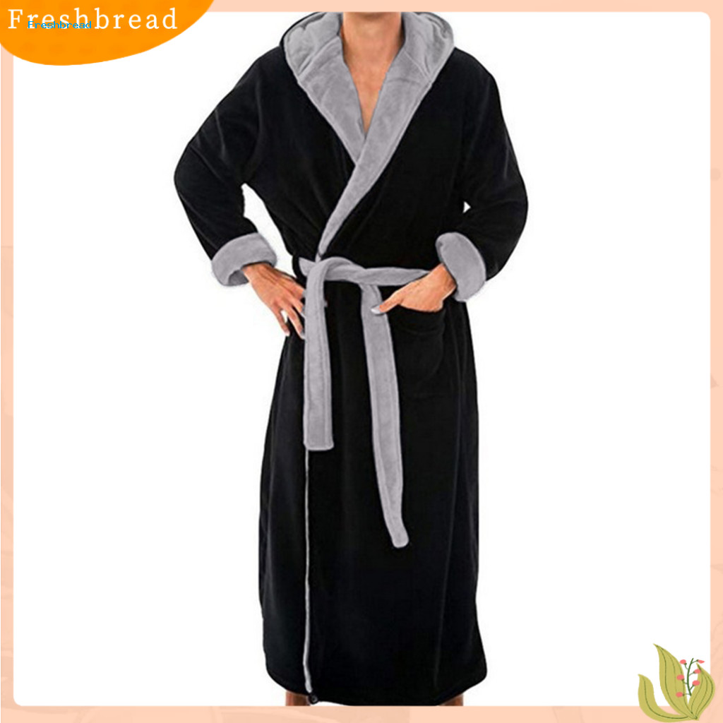 Plush Hooded Bathrobe High-quality Men’s with Adjustable Belt Super Soft Fluffy Fabric Highly Absorbent Solid Color Po