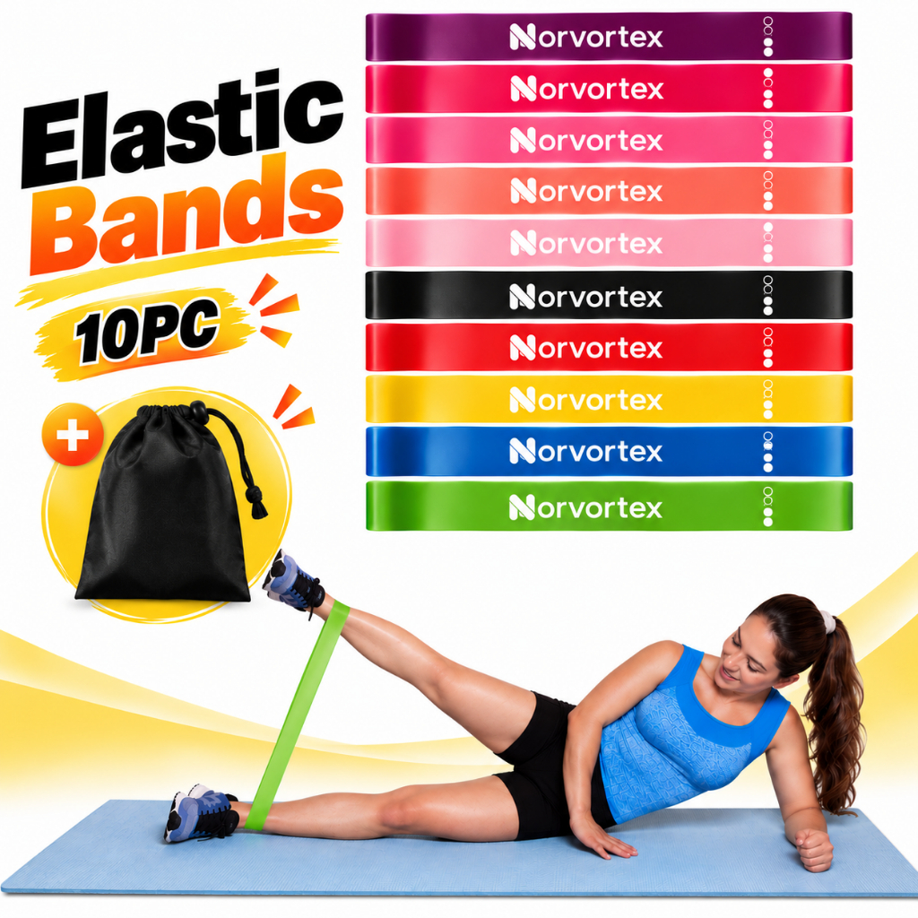 Norvortex Kit 10 Exercise Band Rubber Elastic Strength Training Fitness Expander For Yoga Exercise