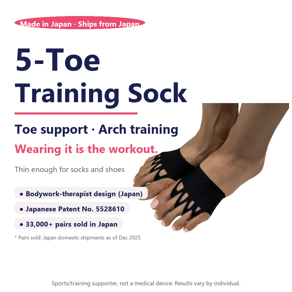 [Made in Japan] Toe Training Supporter 5-Toe Separator Sock for Arch & Toe Strength | Patented | 33,000+ Sold