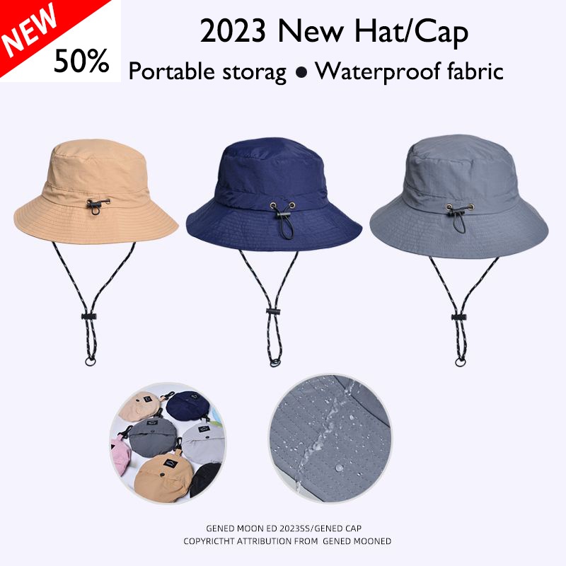 2023 Novo Verão Impermeável Pescador Chapéu Masculino E Feminino Ar Livre Pesca Montanhismo Chapéus Dobráveis Portátil Proteção Solar