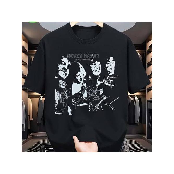Music.Soul Camiseta Masculina Procol Harum Broken Barricades Album Estampa Signaturas Atemporal Confortável Premium R...