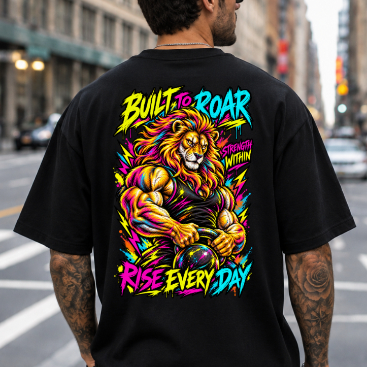 Camiseta Oversized Gym Masculina Strength Within Leão