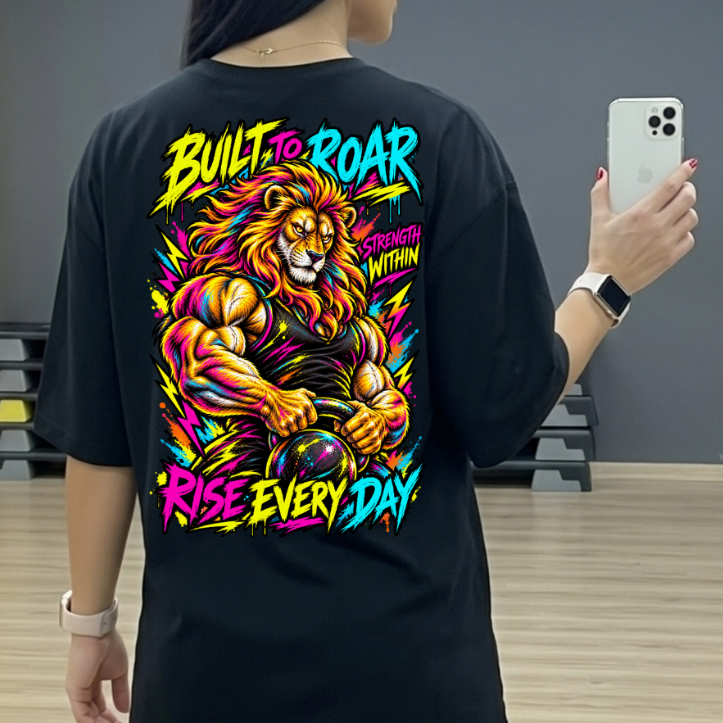 Camiseta Oversized Gym Feminina Strength Within Leão