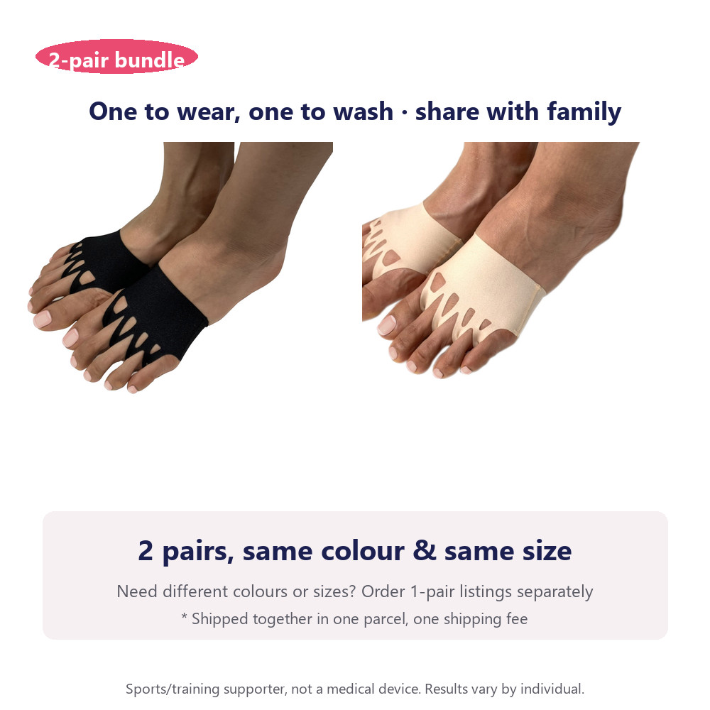 [Made in Japan] Toe Training Supporter 2-Pair Bundle 5-Toe Separator Sock, Arch & Toe Strength | Patented