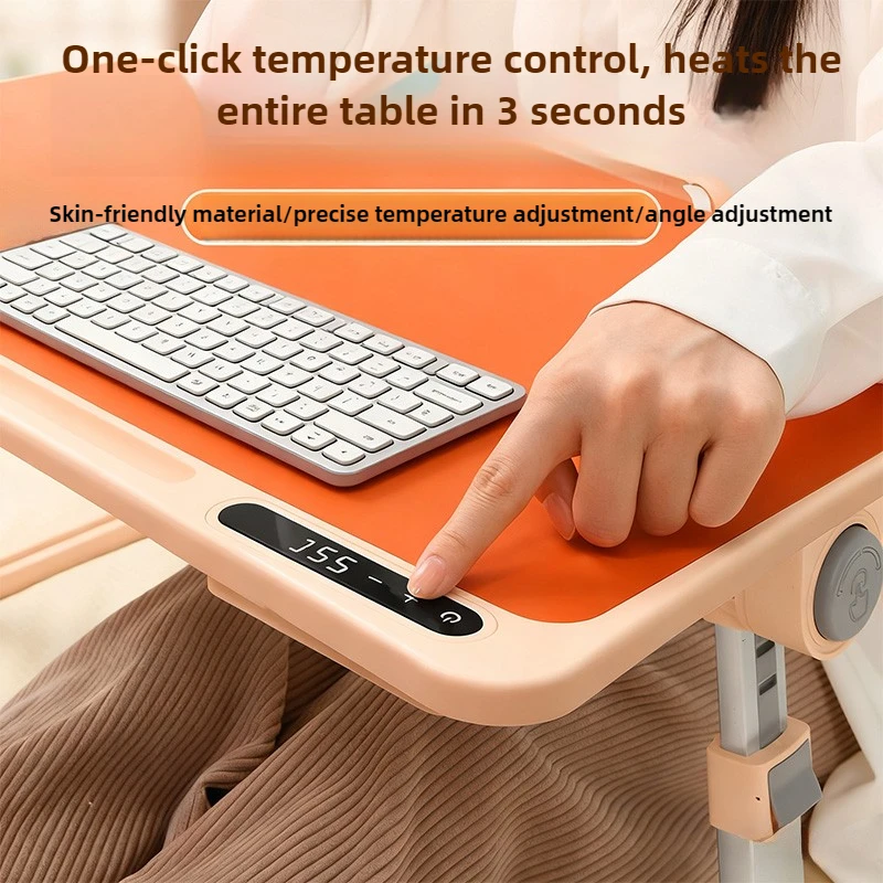 Adjustable Laptop Stand Riser Heated Keyboard Tray with Mouse Pad Ergonomic Computer Desk Portable Office Gaming Warm Hand Setup