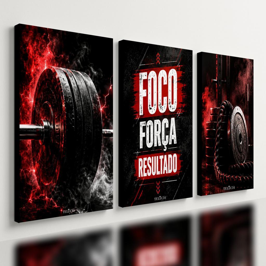 Kit3 Quadro Decorativo Academia Musculação Gym Crossfit Fitness Treino e2
