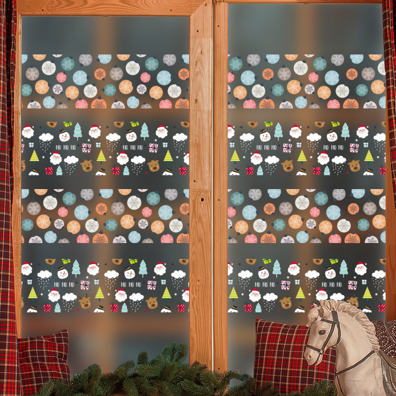 Adesivos de parede de natal decoração de janela de vidro Shopping Storefront cintura adesivos floco de neve papai noel f