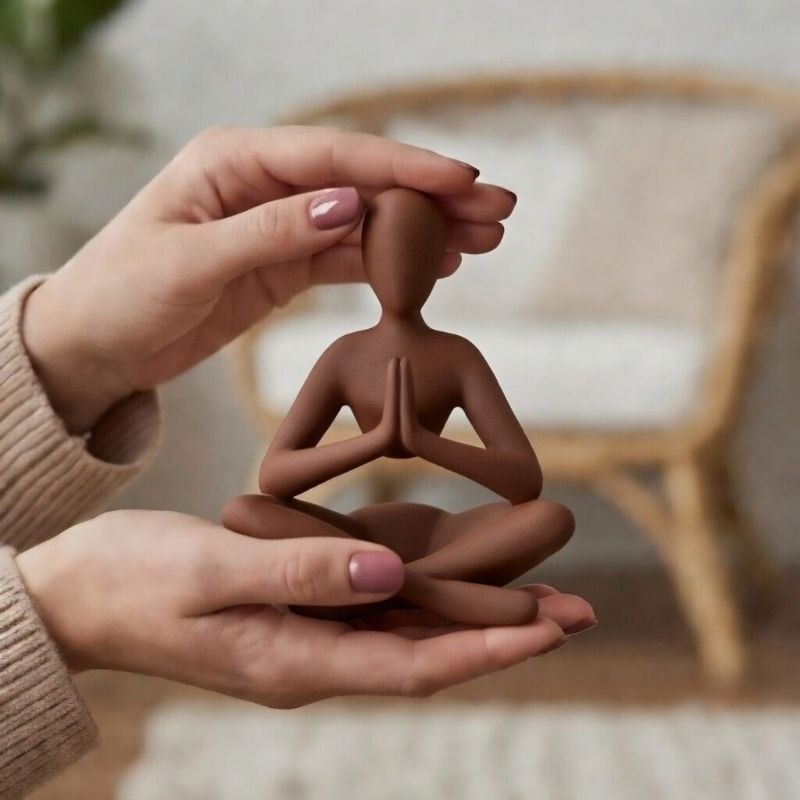 Escultura Decorativa Meditação Minimalista  Estátua Zen para Sala e Ambiente Relaxante Yoga moderna e clássica